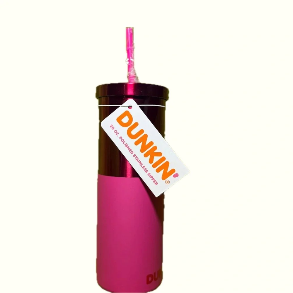 Dunkin Donuts 20oz Polished Stainless Steel Tumbler In Pink